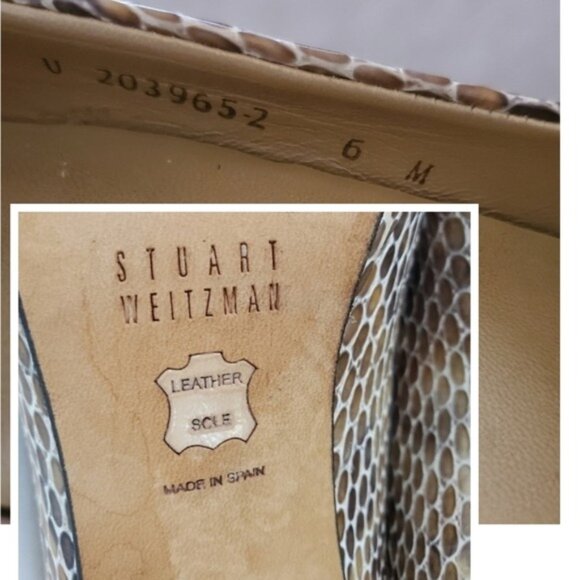 Stuart Weitzman Patent Pump Snake Print Neutral Size 6 - Picture 15 of 16